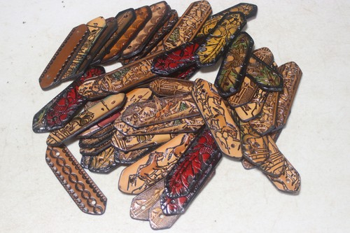 Lot of 50 Die Cut & Stamped 5 x 1-3/8 Inch Leather Pieces  Crafts Keychains