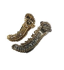 Gold Tone Alligator Clip Barrette Set Of 2 Large And Small Rhinestone