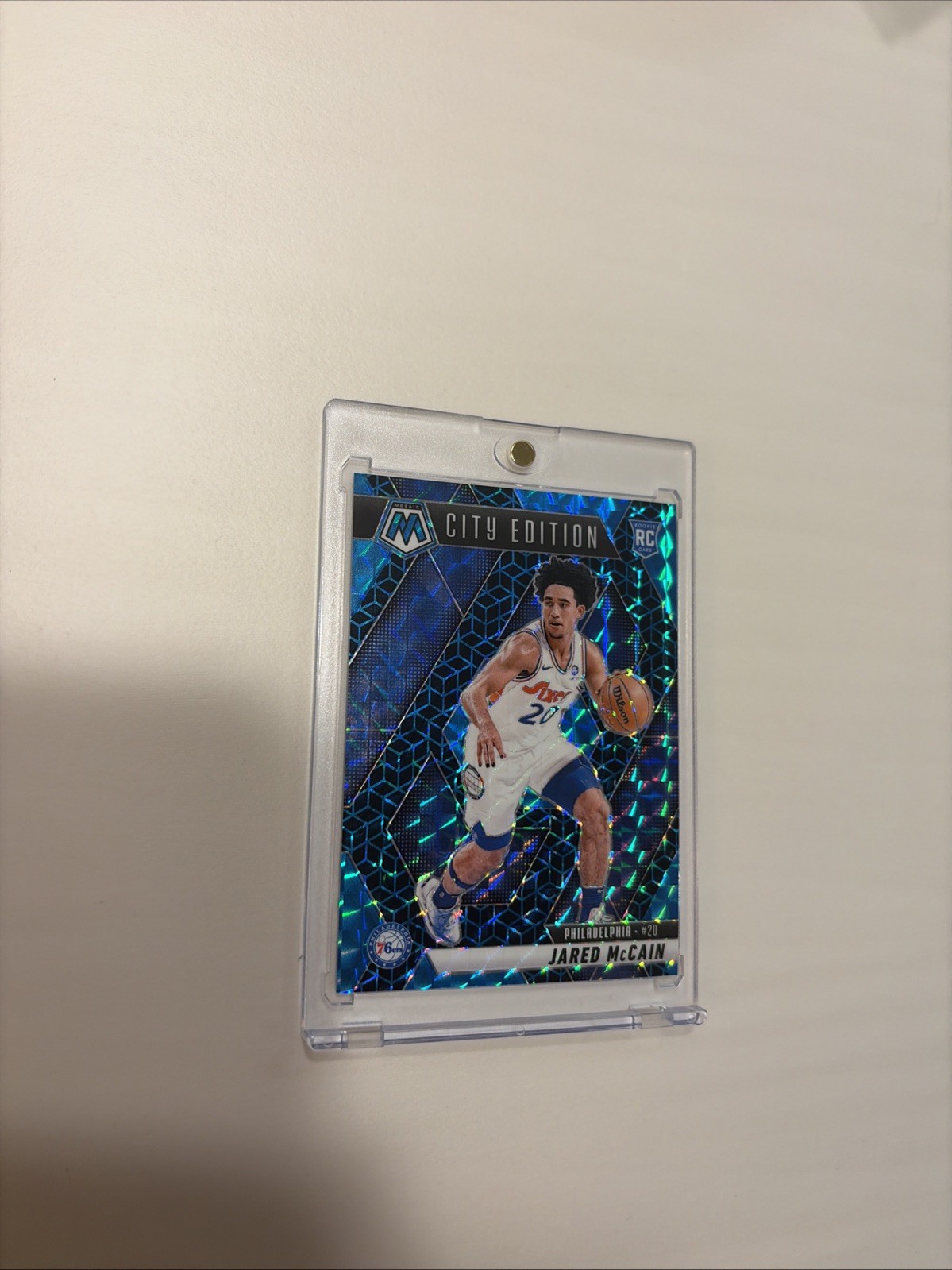 2024-25 Mosaic Jared McCain RC Spectris Blue FOTL City Edition #/25 76ers