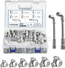 T-bolt Hose Clamps, PEROMI 28pcs 6 Size Heavy Duty Radiator Siliver 