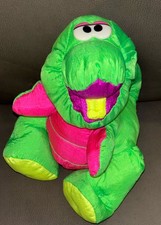 1992 Puffalump Fisher Price Baby Dinosaur T-Rex Green Pink Nylon Squeaks No Egg