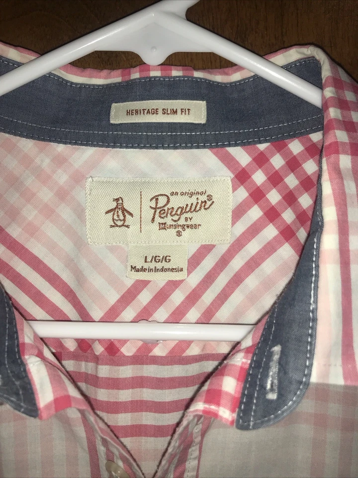 Penguin by Munsingwear Heritage Calce Ajustado Botones Rosa Cuadros Talla L (1-7) Foto 2 de 4