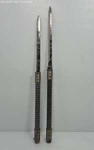 Double Bladed Baton Replica Fantasy Cosplay Decor Interlocking Hidden Blades