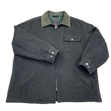 Vintage American Eagle Jacket Men XL Green Wool Barn Chore Corduroy Collar 90s