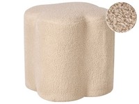 Pouf Bouclé Beige Kleeblattform Schlafzimmer Wohnzimmer Flur Hocker Mancos