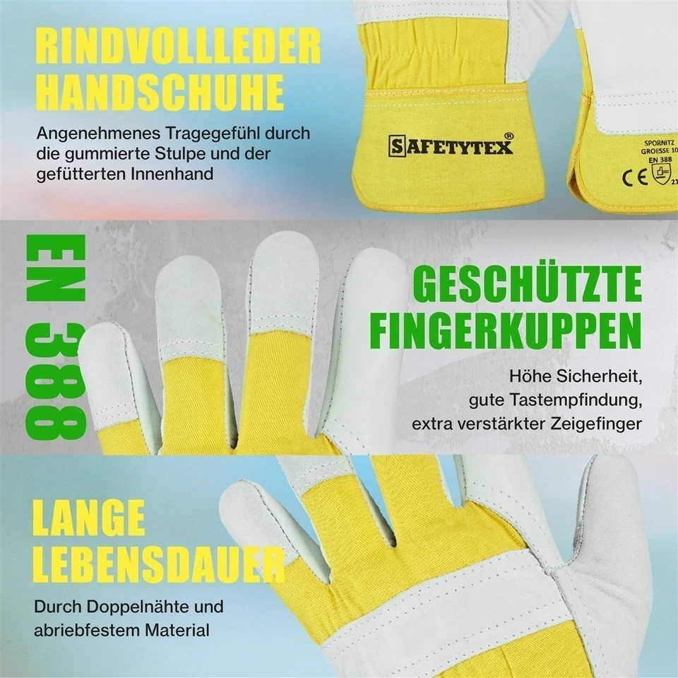 Arbeitshandschuhe Rindvollleder Handschuhe SPORNITZ Lederhandschuhe Gr. 8-12 - Bild 2 von 4