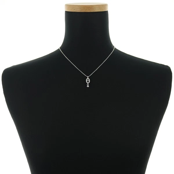 Auth HERMES Necklace Diamond 0.18ct Chaine d'Ancre 18K 750 White Gold - Image 4 of 4