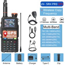 1X 5RH PRO GPS WALKIE TALKIE MULTI BAND RECHARGEABLE TWO WAY RADIO 771 MIC CABLE