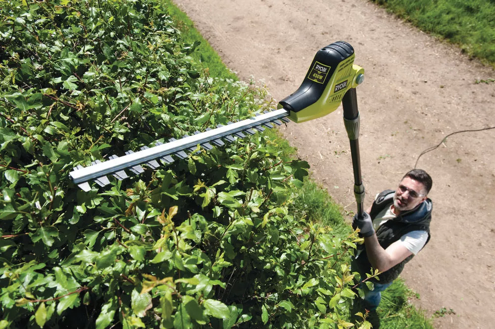 Ryobi long reach petrol on sale hedge trimmer