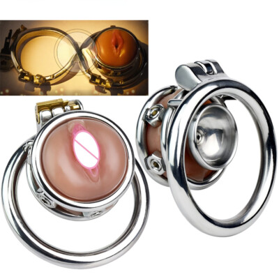 Stainless Steel Male Chastity Device with Tube Lock Ring Chastity Cage
