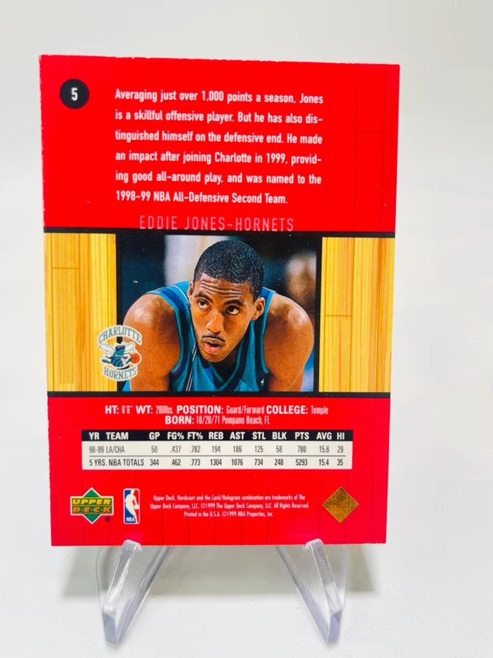 EDDIE JONES 1999-00 Upper Deck UD Hardcourt Hornets #5 - Image 2 of 2