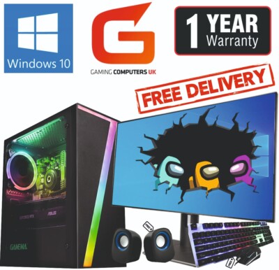 Gaming PC COMPUTER BUNDLE Core i7 32GB 240GB + 1TB GTX 1650 Win10 22''