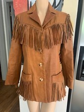 Sasson Vintage Heavy Suede Jacket Women Size6/ 8  Juniors 11/12 Leather Fringe