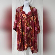 Sophia by delicates Nightie (S) Robe (M) Set Animal Print Floral Satin Coquette