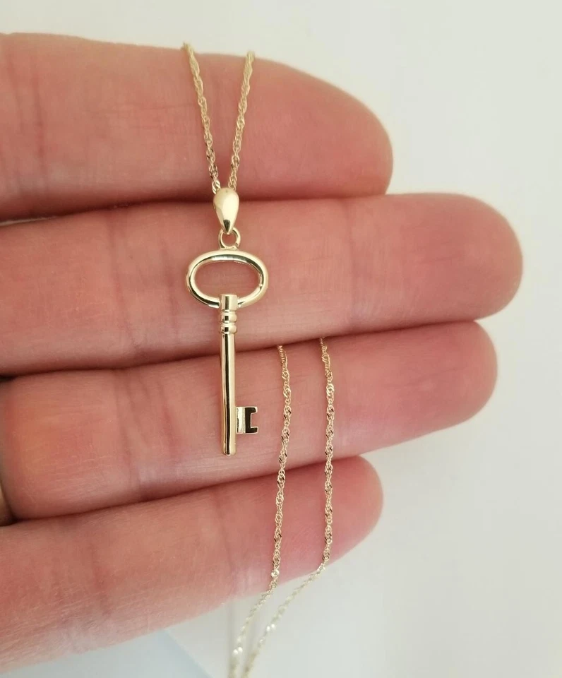 14k Real Solid Yellow Gold Key IIave Charm Pendant - Image 2 of 4