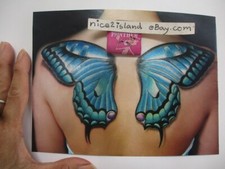photo butterfly blue wings tattoo body art 3d design image 7.5x5.5 inch clipping