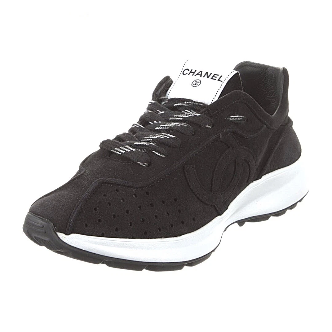 Black chanel women's deals sneakers