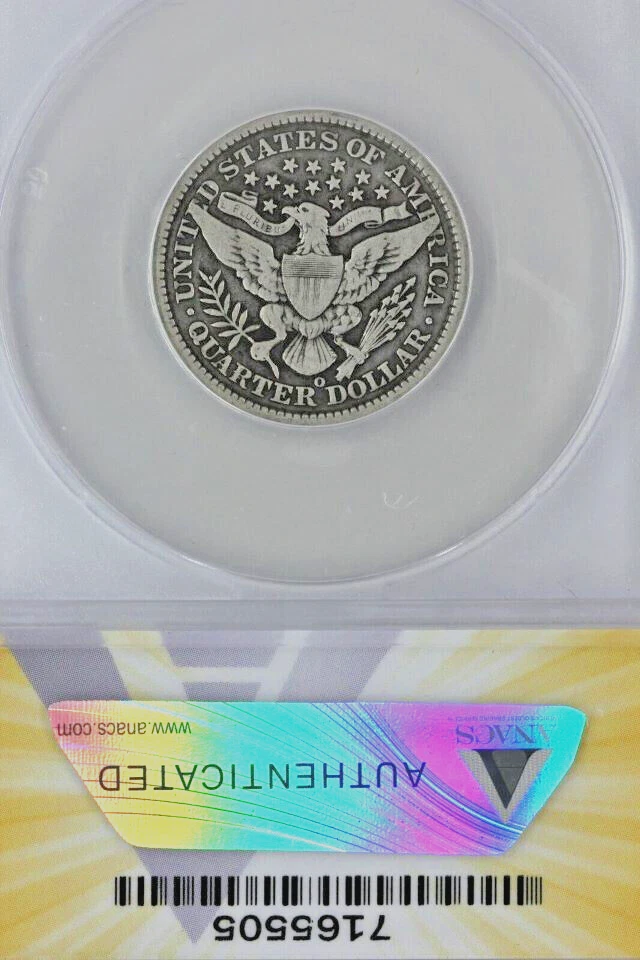 1896-O Barber Quarter - ANACS F12 - Semi-key date - Attractive - Full LIBERTY - Image 4 of 4