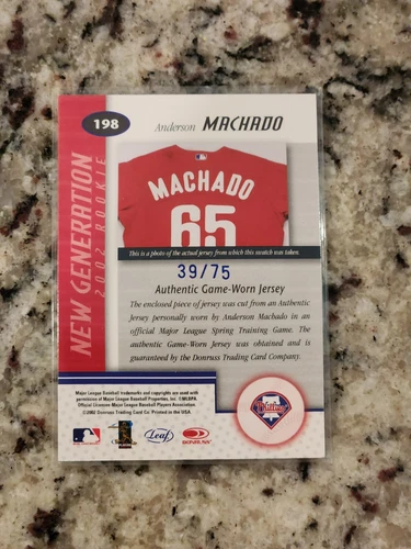 2002 Leaf Certified Mirror Blue Materials /75 Anderson Machado #198 Rookie RC - Picture 2 of 2
