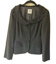 Moschino Sz 8 Black Decorative Blazer Jacket Pockets Wool Cheap Chic Italy