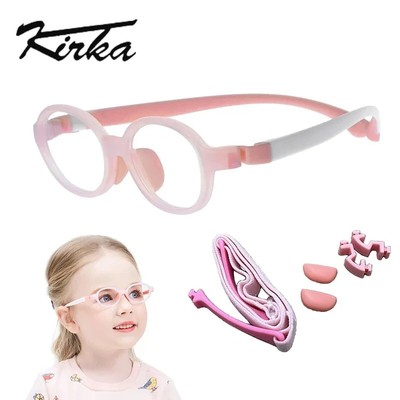 Gafas ópticas TR90 para niños, lentes flexibles de silicona, de goma, color rosa
