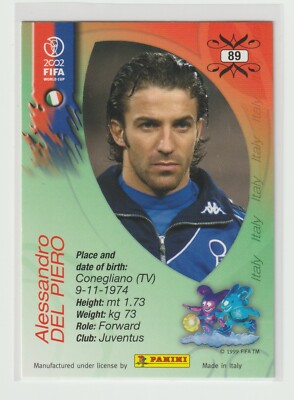 PANINI 2002 WORLD CUP OPENING SERIES [ ALESSANDRO DEL PIERO