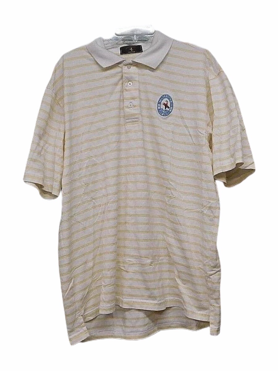 Men's Golf Polo Shirt Size Large Bethpage Collection White Stripes