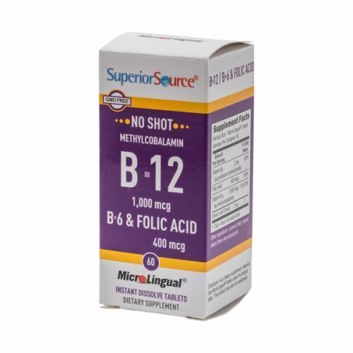 No Shot Methylcobalamin B-12 mit B-6 & Folsäure 400 mcg 60 Tabs von Superior S - Bild 1 von 1