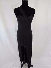 WOMEN'S SLEEVELESS ONE SHOULDER STRAP BLACK DRESS SIZE L a4