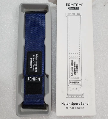 EOMTAM Mens Nylon Rugged Sport Band For Apple Watch Band Ultra 42/44/45mm, Navy