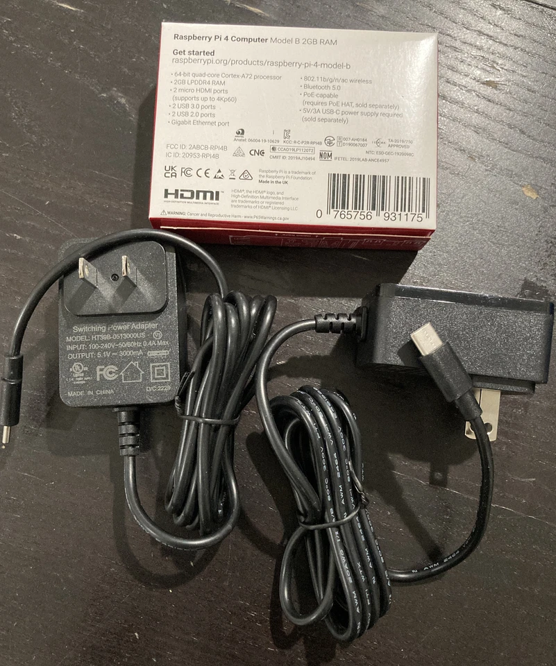 Raspberry Pi 4 Computer Model B - 2 GB RAM - Brand NIB - w/2 Power Adapters - Image 3 of 4