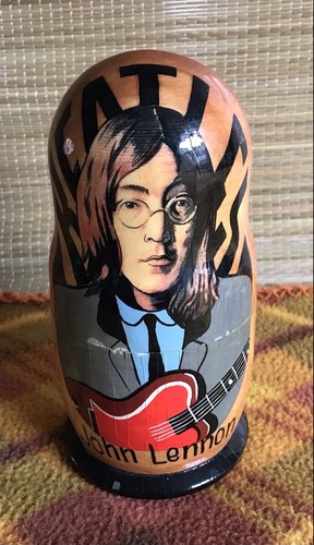 BEATLES MATRYOSHKA NESTING DOLL, 5 PIECES, 6 1/2", MINOR TLC, HAND PAINTED! - Picture 23 of 23