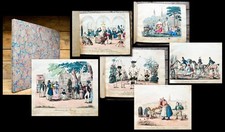 c1830 Cartoon Caricature Scenes from Vienna Coffee House Circus Theatre 20 Copper