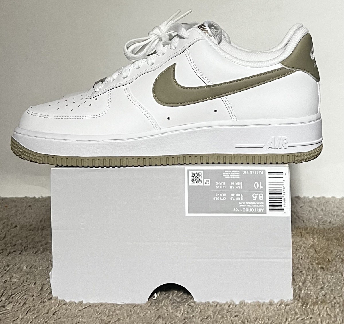 【NIKE】◆Air Force 1 '07 Neutral Olive◆FJ4146-110◆ NEW Size 8.5M- Nike Air Force 1 '07 Shoes White Neutral