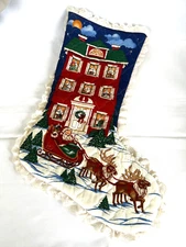 Vintage Large Lined Quilt Christmas Stockings "A Visit From St Nicholas"