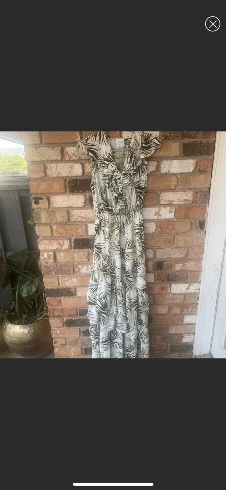 PALM ANGELS Maxi abito Misa Los Angeles con volant stampa palma taglia XS