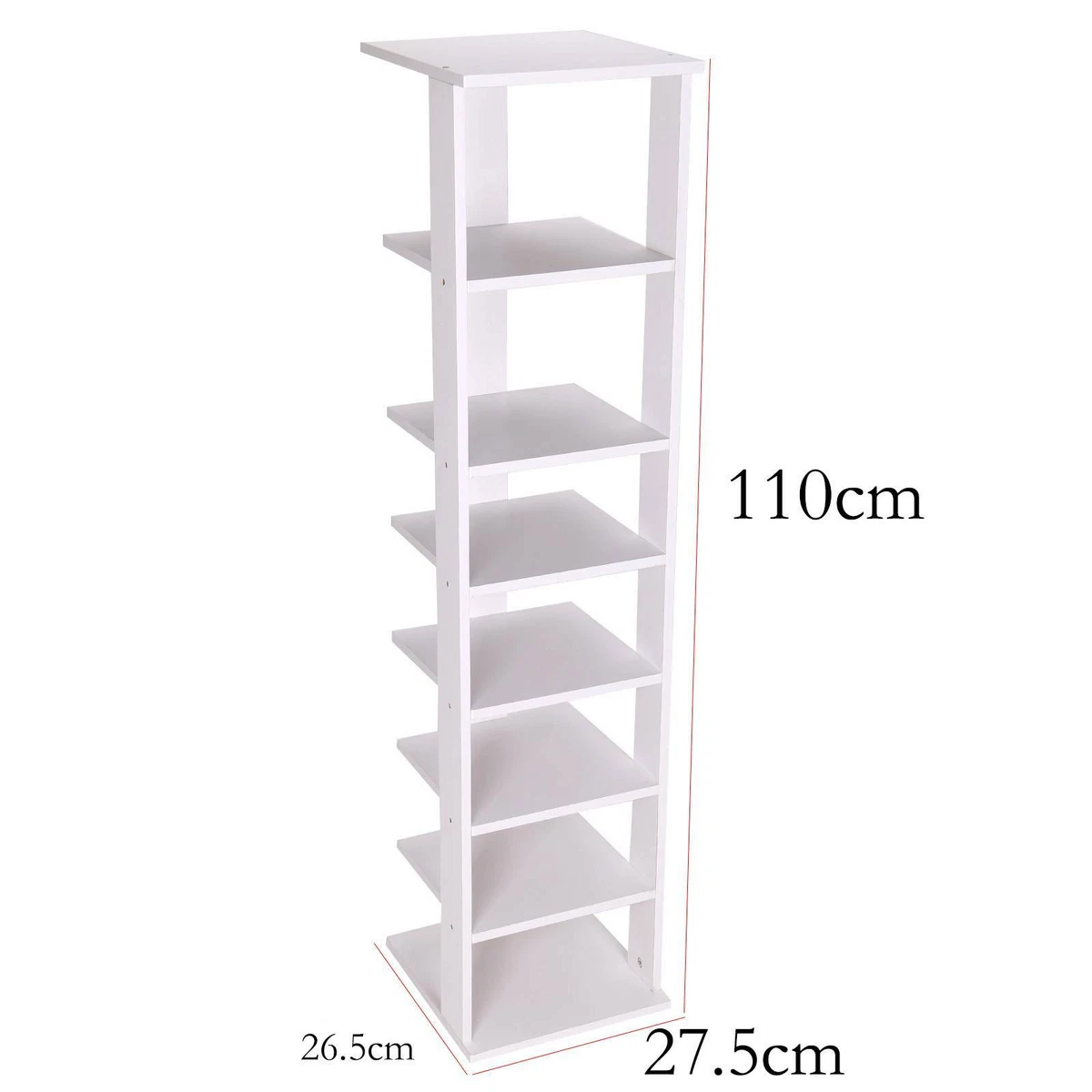 7 Tier Vertical Wooden Kids Shoe Rack White Tall Storage Unit Cube Door Hallway