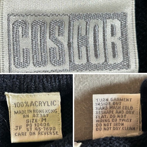 Suéter Vintage Cos Cob Para Mujer M Azul Negro Preppy Abuela Adornado Tejido Años 80 - Imagen 8 de 9