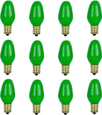12pack 7w C7 Light Bulb Green Glow Dimmable Small Night Light E12 120v