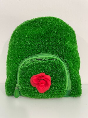 VINTAGE FLOWERS ORIGINAL PINK FAKE GRASS BACKPACK sizes 28 x 28 x 10