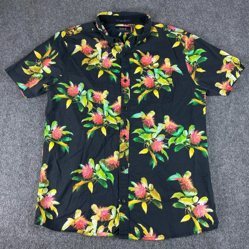 Camisa Roark Grande Negra The Artifacts of Adventure Floral Manga Corta RW592 Hombres Foto 2 de 4