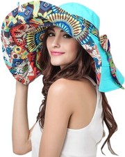 Women Sun Hat Extra Large Brim Sun Hats for Women Packable Flower Sun Hat Rev...