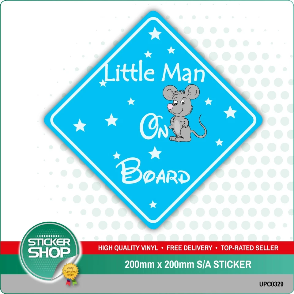 STICKERSHOP103 KLEINER MANN AN BORD MAUS AUTOSCHILD AUFKLEBER BABY KIND KINDER SICHERHEIT KINDER JUNGE