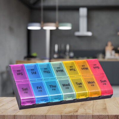 Weekly Pill Organizer 7 Days Pill Cases Box Daily Use Big Size Large Compartment