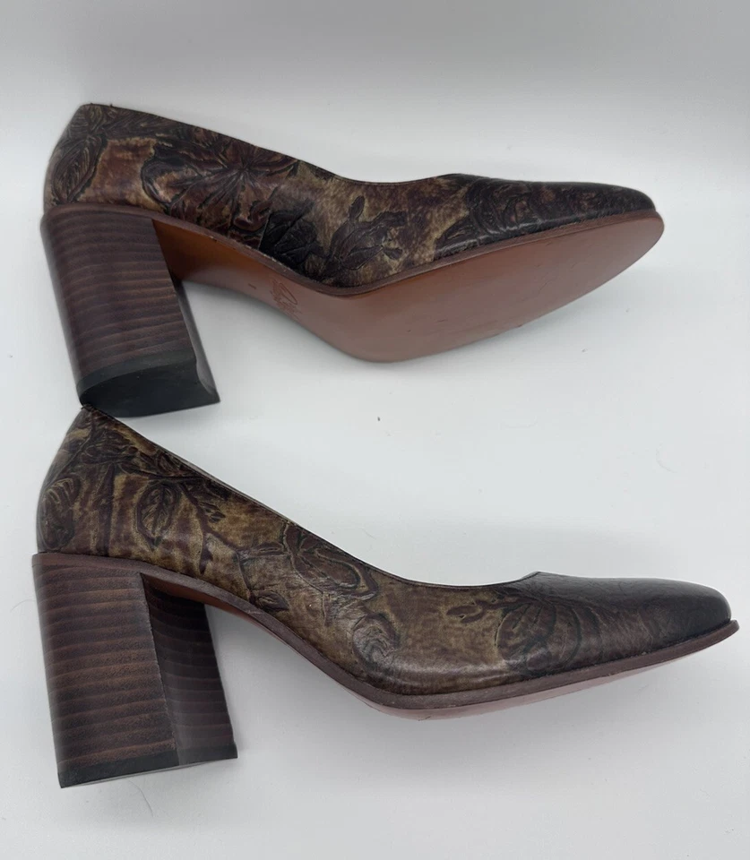 Zapatos de salón Patricia Nash Anita de cuero con hojas de corteza marrón dorado talla 8 Foto 2 de 4