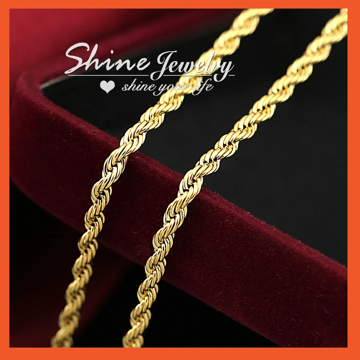 24k solid gold rope chain outlet