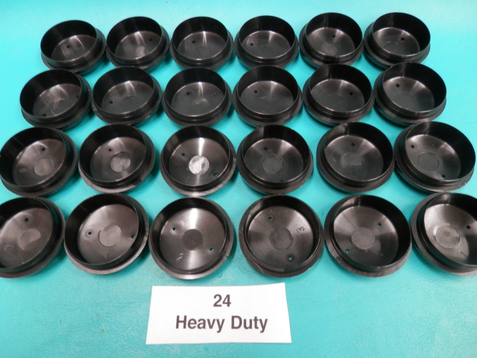 24 HD Plastic Black Wrought Iron Patio Chair Leg Inserts 1.5" Cups