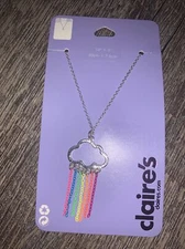 Claire’s Neon rainbow cloud dangle necklace jewelry Punk 80’s