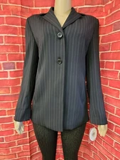 Valerie Stevens Separates Women's Black Striped Blazer Jacket Size 8 NWT #H