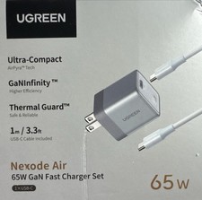 UGREEN Nexode Air 65W USB C Charger, Foldable Mini Charger Block Fast Charging w